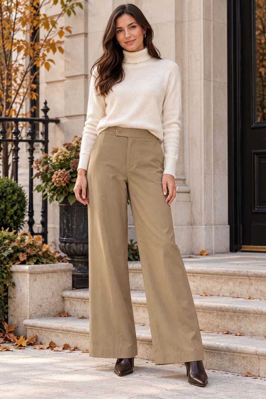 Banana Republic Mid-Rise Wide-Leg Pant Size 12 Tan Khaki Office travel Chic